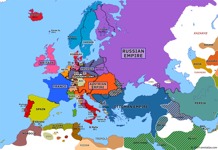 Revolutions Of 1820 Historical Atlas Of Europe 28 September