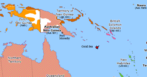 Battle of the Coral Sea | Historical Atlas of Australasia (8 May 1942 ...