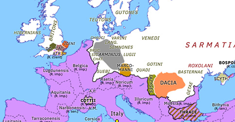 Arminius War With Maroboduus Historical Atlas Of Europe 1