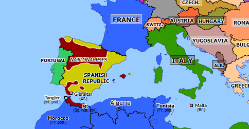 Outbreak Of The Spanish Civil War Historical Atlas Of Europe 20
