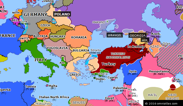 Treaty of Sevres | Historical Atlas of Europe (10 August 1920) | Omniatlas