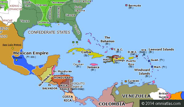 Dominican Restoration War | Historical Atlas of North America (20 ...