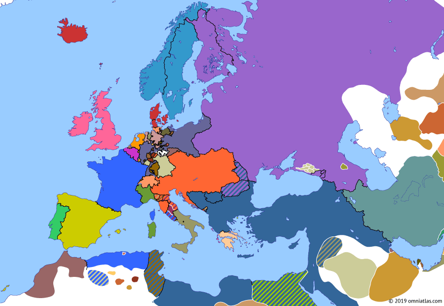 map of europe in 1850 Historical Atlas Of Europe 29 November 1850 Omniatlas map of europe in 1850