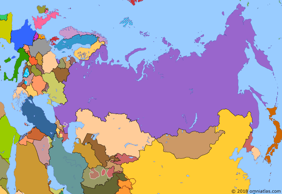 Political map of Russia & the former Soviet Union on 06 Feb 2000 (Successors of the Soviet Union: Second Chechen War), showing the following events: Asian Financial Crisis; Russian Financial Crisis; Visegrád Group; Kosovo War; War of Dagestan; Putin’s Rise to Power; Second Chechen War.